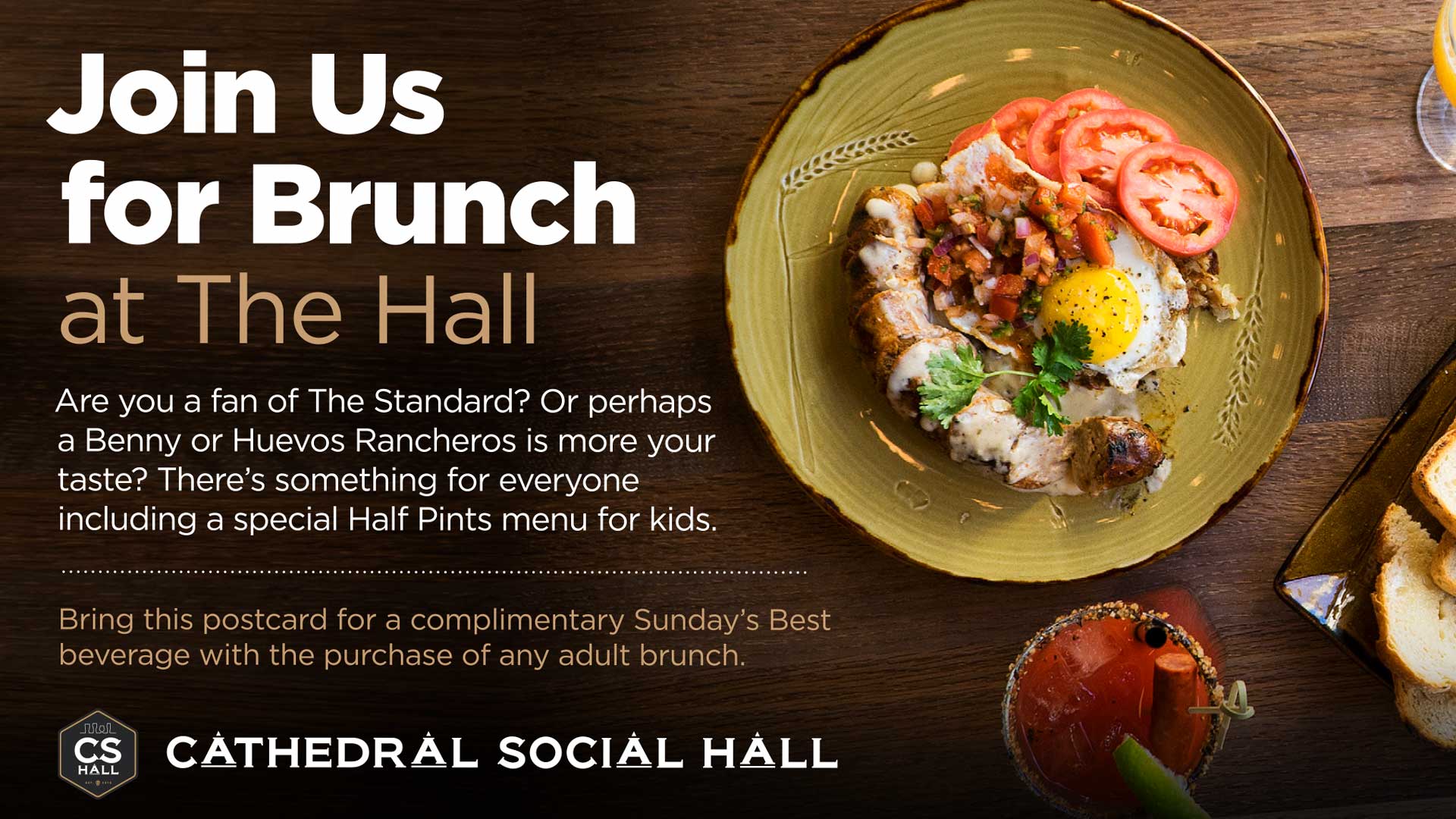 Cathedral Social Hall, Design, Cathedral Social Hall Brunch Mailer (AdMail), Portfolio Image