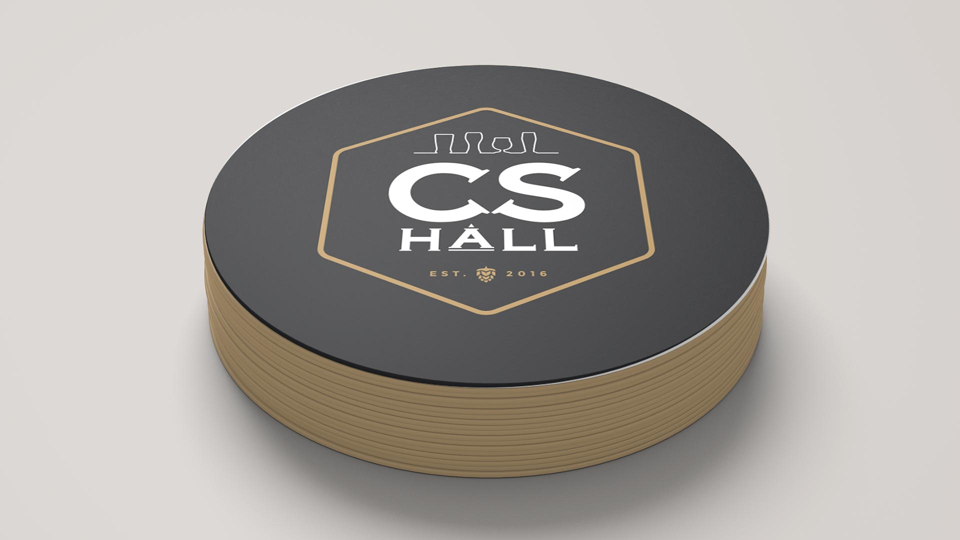 Cathedral Social Hall, Design, Cathedral Social Hall Coasters, Portfolio Image, Cathedral Social Hall Coaster - Brand Badge