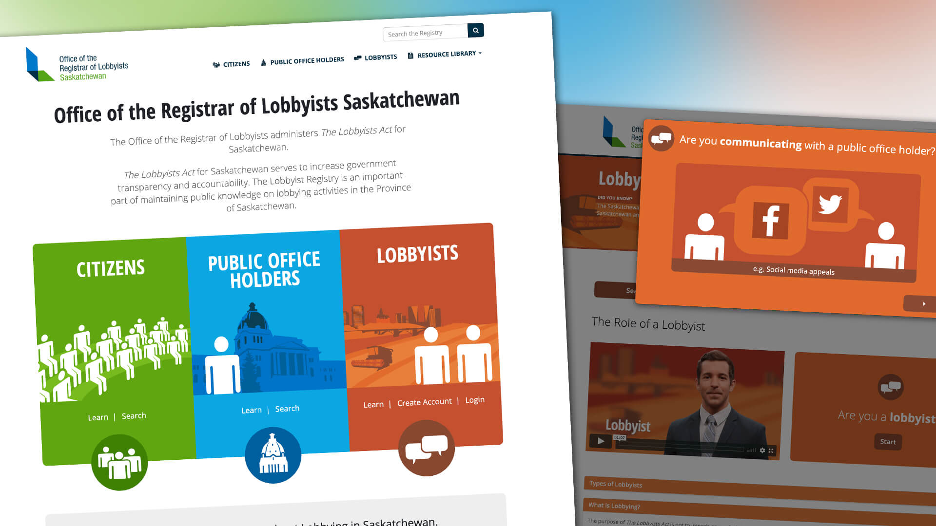 Amplify Digital Marketing Corporation, Office of the Registrar of Lobbyists Saskatchewan, Website, Registrar of Lobbyists Saskatchewan Website, Portfolio Image Office of the Registrar of Lobbyists Saskatchewan, Website, Registrar of Lobbyists Saskatchewan Website, Portfolio Image
