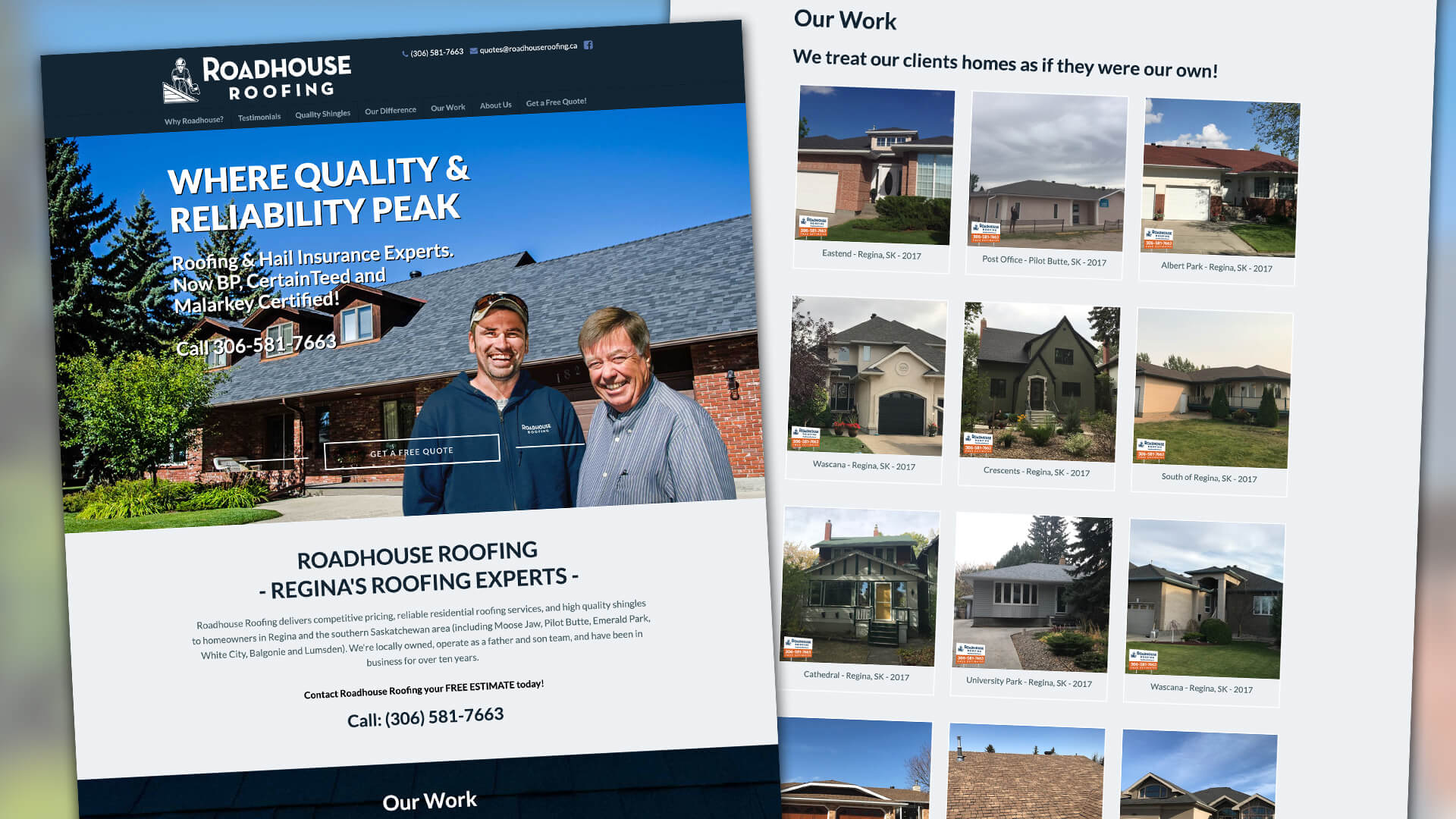 Roadhouse Roofing, Website, Roadhouse Roofing Website, Portfolio Image