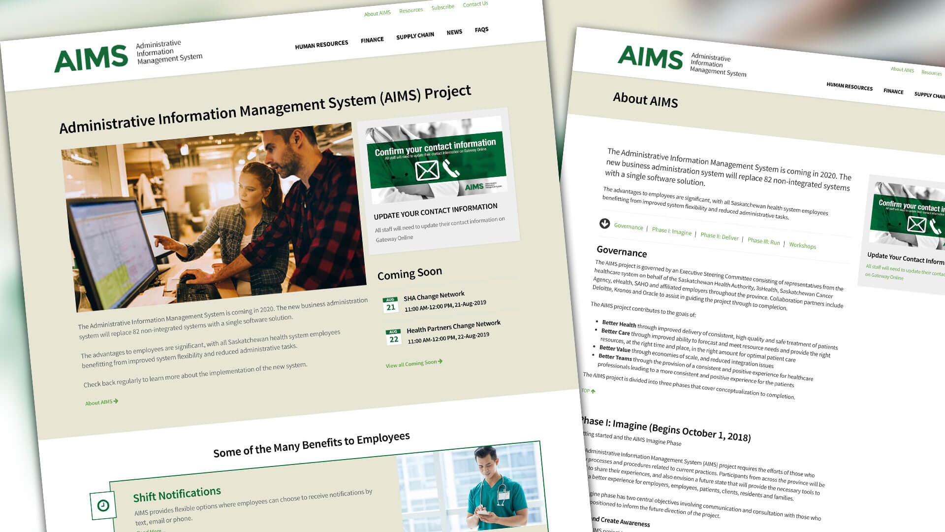 Amplify Digital Marketing Corporation, Saskatchewan Health Authority, Website, AIMS Project Website, Portfolio Image Saskatchewan Health Authority, Website, AIMS Project Website, Portfolio Image