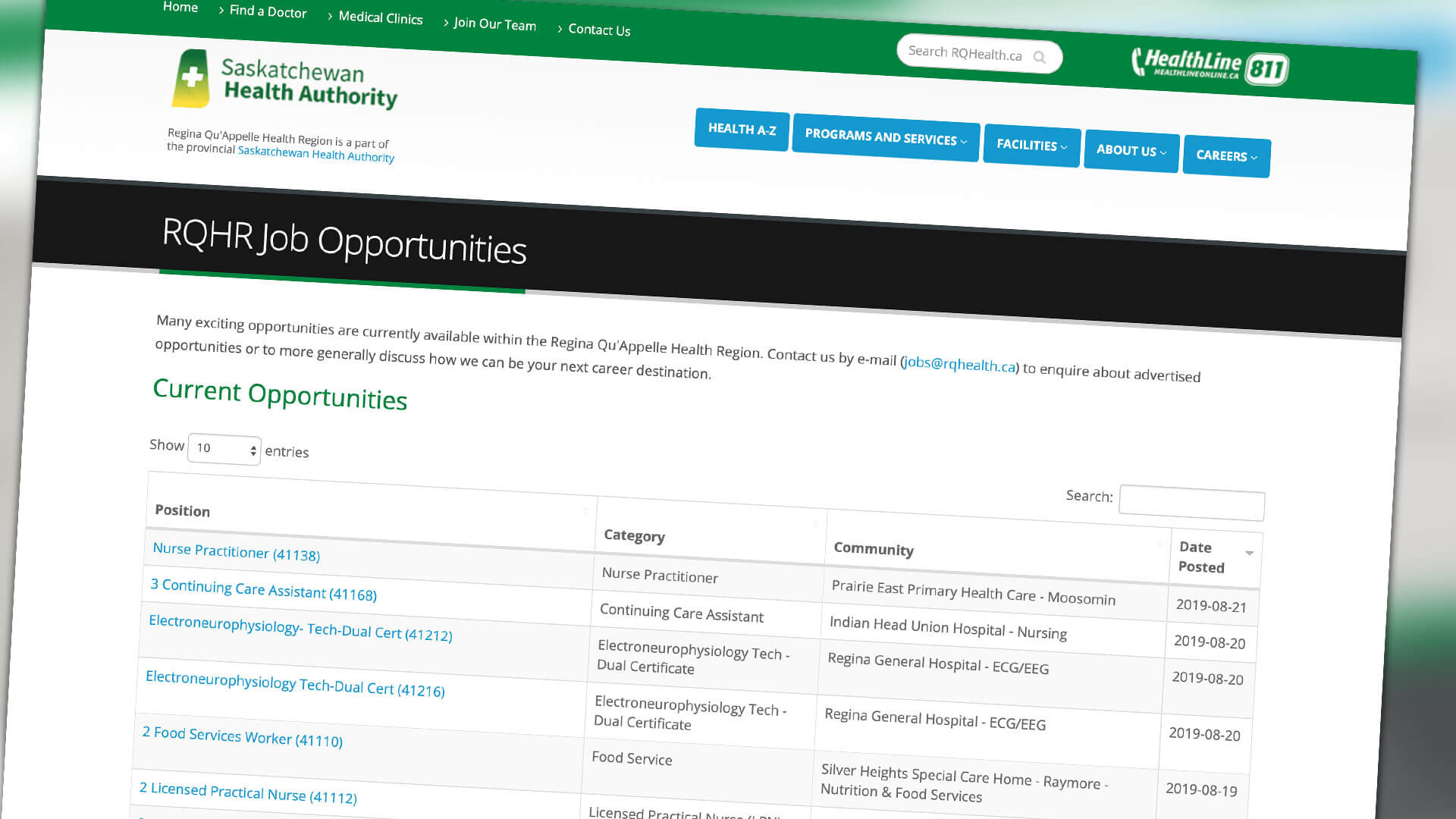 Amplify Digital Marketing Corporation, Saskatchewan Health Authority, Web Apps, RQHR Website Career Opportunities, Portfolio Image Saskatchewan Health Authority, Web Apps, RQHR Website Career Opportunities, Portfolio Image