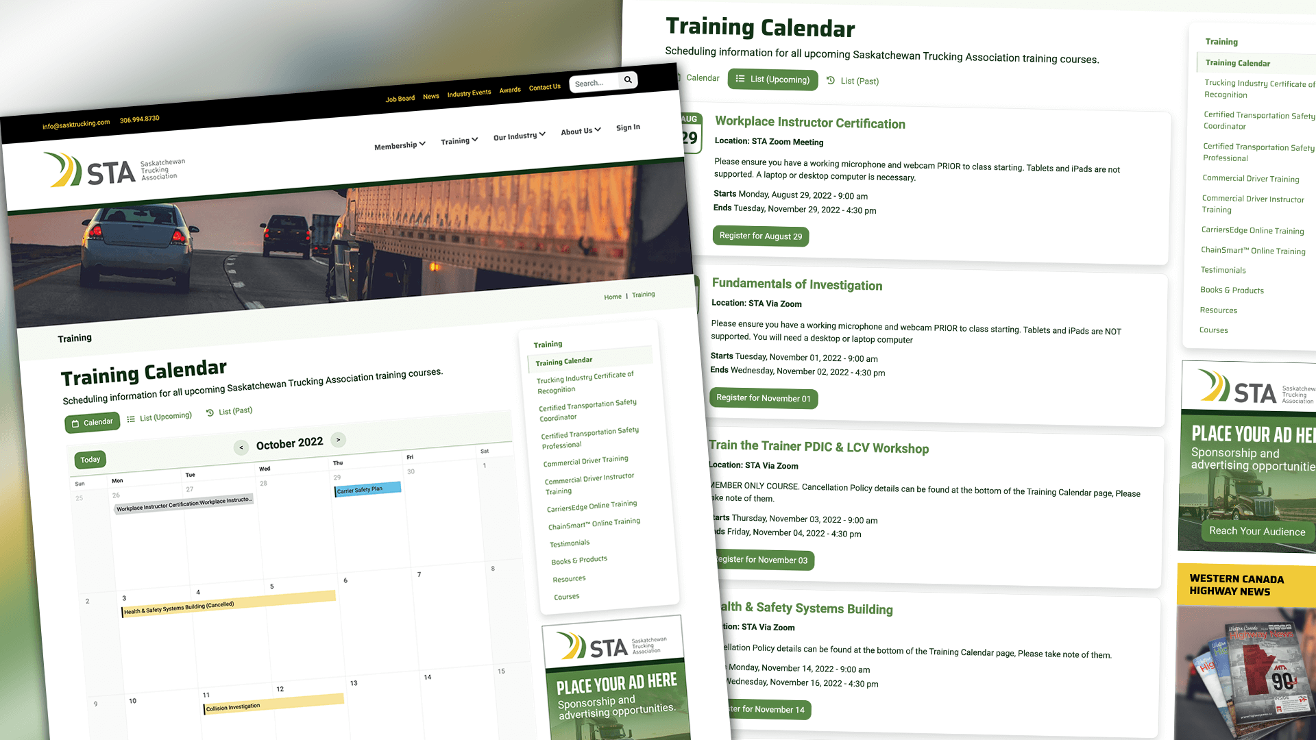 Amplify Digital Marketing Corporation, Saskatchewan Trucking Association, Web Apps, Training Ecommerce & Registration, Portfolio Image, Saskatchewan Trucking Association, Web Apps, Training Ecommerce & Registration, Portfolio Image,