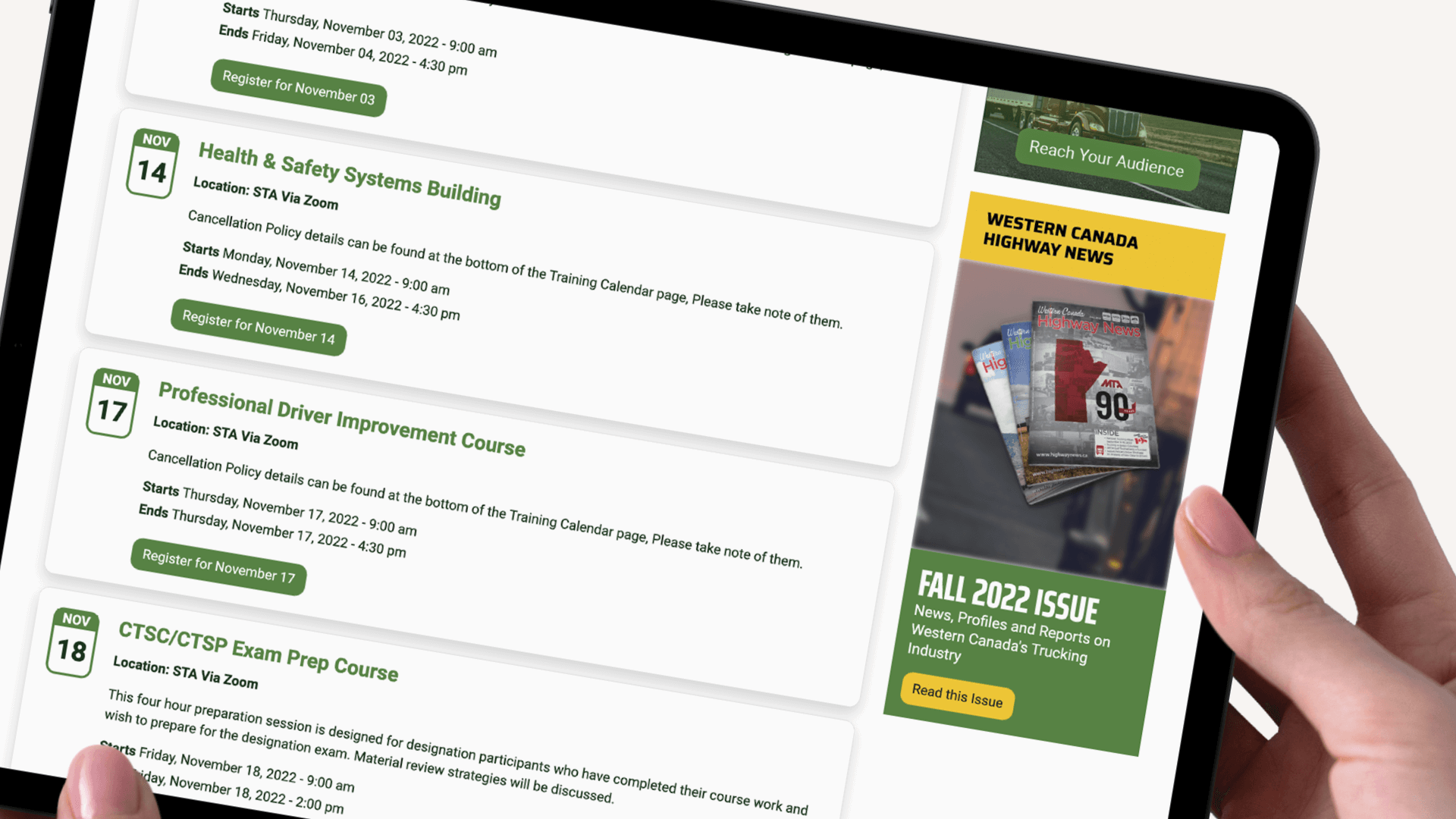 Amplify Digital Marketing Corporation, Saskatchewan Trucking Association, Web Apps, Training Ecommerce & Registration, Portfolio Image Saskatchewan Trucking Association, Web Apps, Training Ecommerce & Registration, Portfolio Image