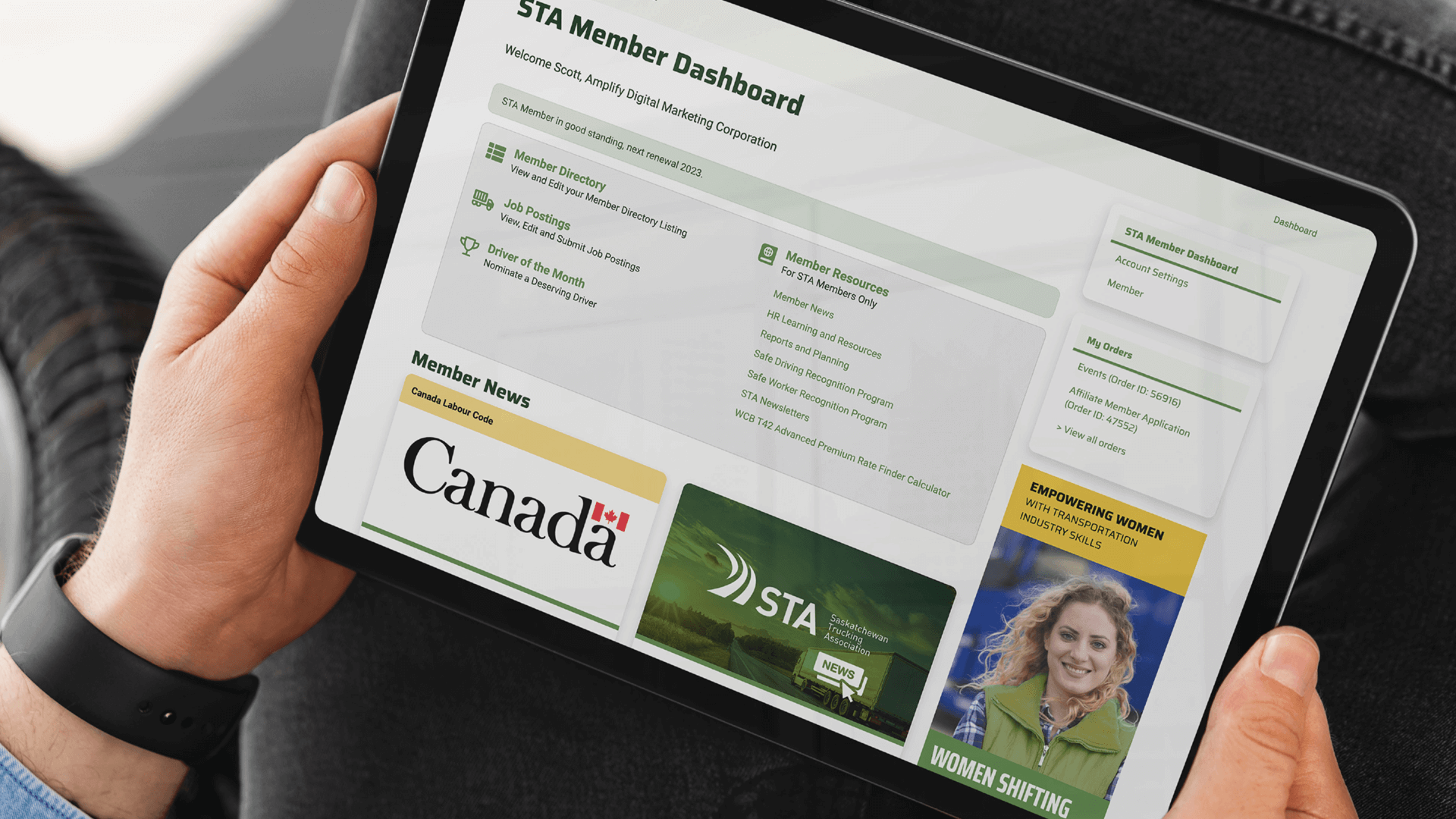 Saskatchewan Trucking Association, Web Apps, STA Member Portal, Portfolio Image