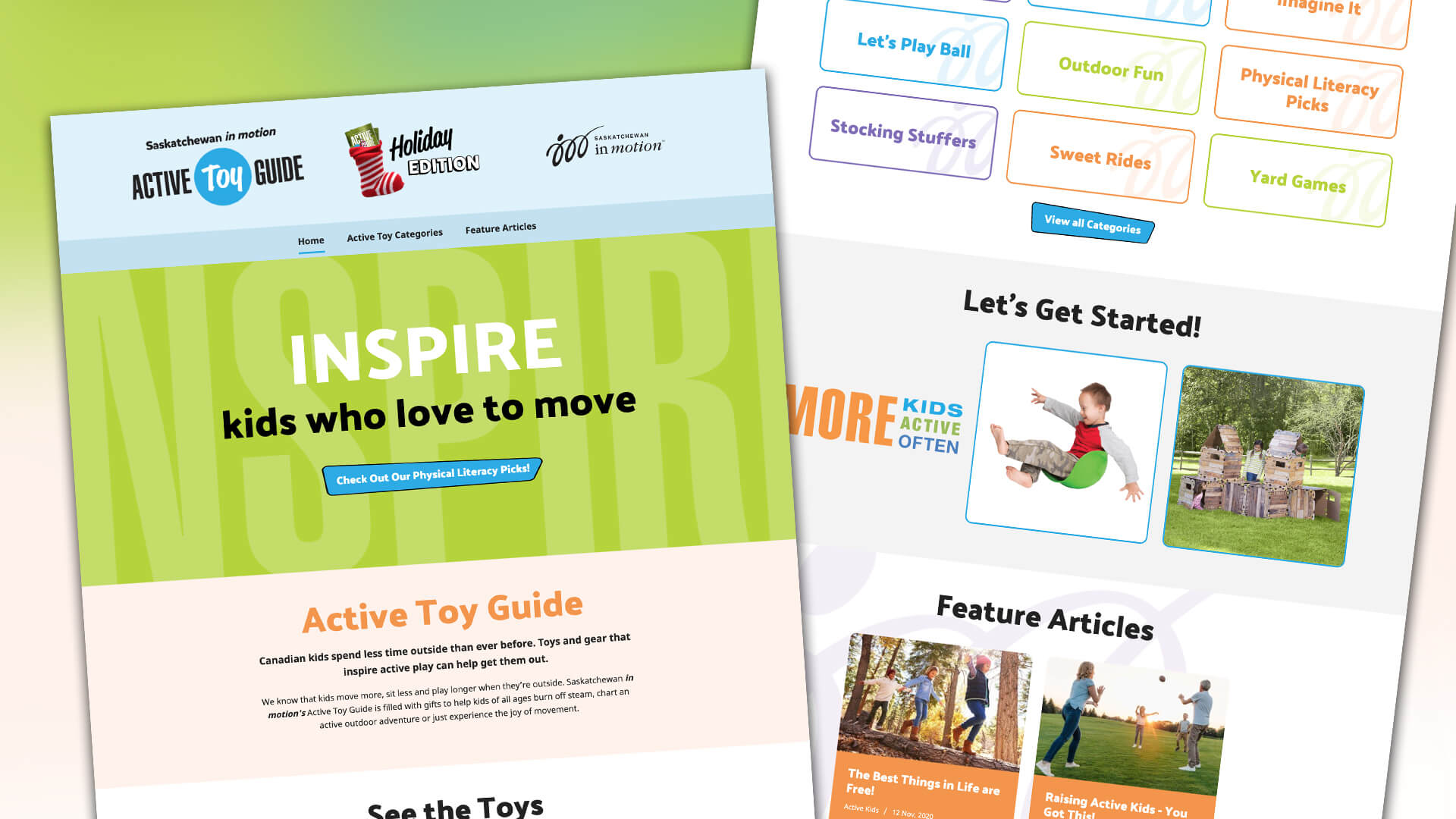 Amplify Digital Marketing Corporation, Saskatchewan in motion, Website, Active Toy Guide Website, Portfolio Image Saskatchewan in motion, Website, Active Toy Guide Website, Portfolio Image