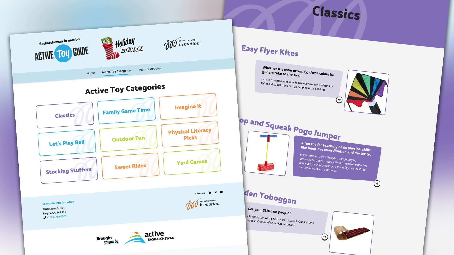 Amplify Digital Marketing Corporation, Saskatchewan in motion, Website, Active Toy Guide Website, Portfolio Image, Saskatchewan in motion, Website, Active Toy Guide Website, Portfolio Image,
