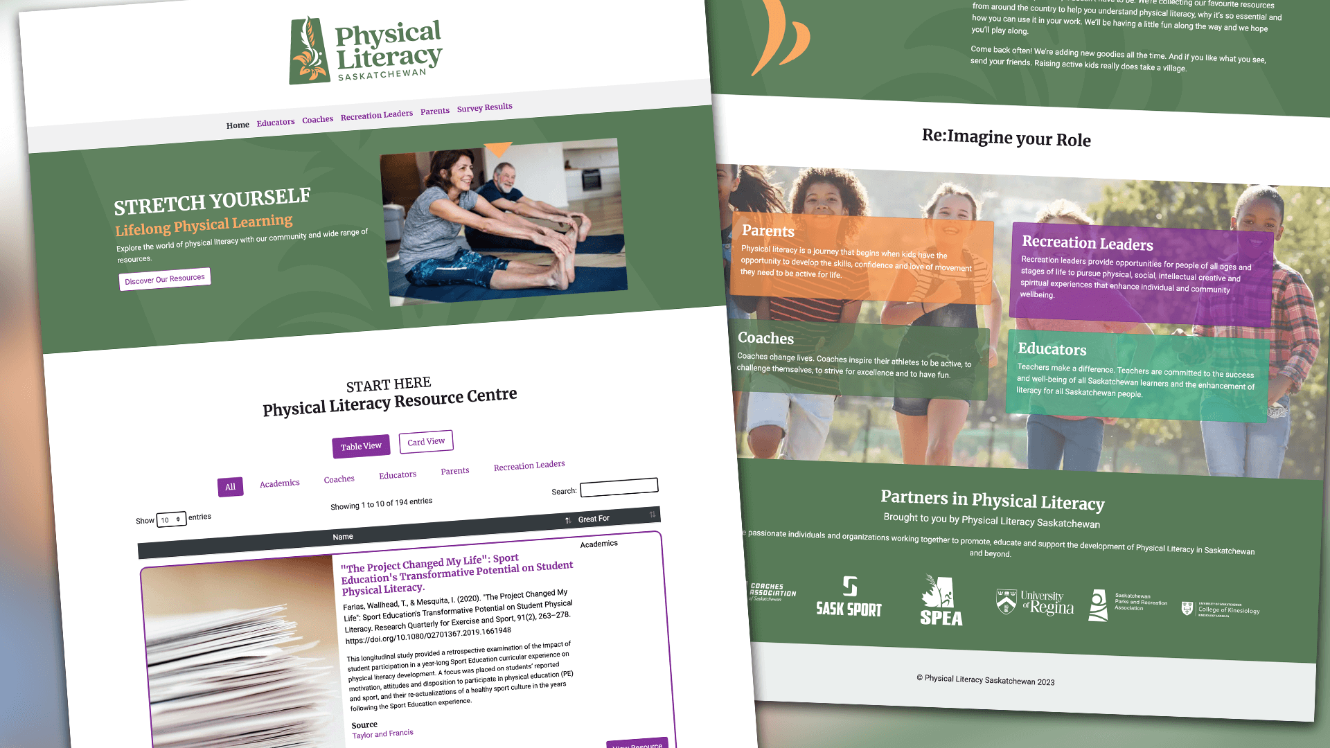 Amplify Digital Marketing Corporation, Saskatchewan Physical Literacy Working Group, Website, Physical Literacy Saskatchewan Website, Portfolio Image Saskatchewan Physical Literacy Working Group, Website, Physical Literacy Saskatchewan Website, Portfolio Image