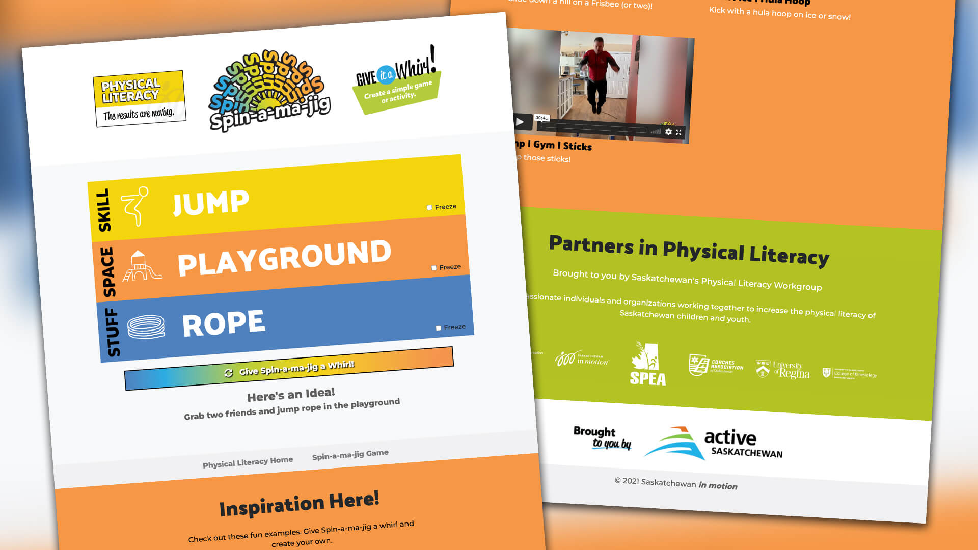 Saskatchewan Physical Literacy Working Group, Web Apps, Spin-a-ma-jig Social Contest, Portfolio Image